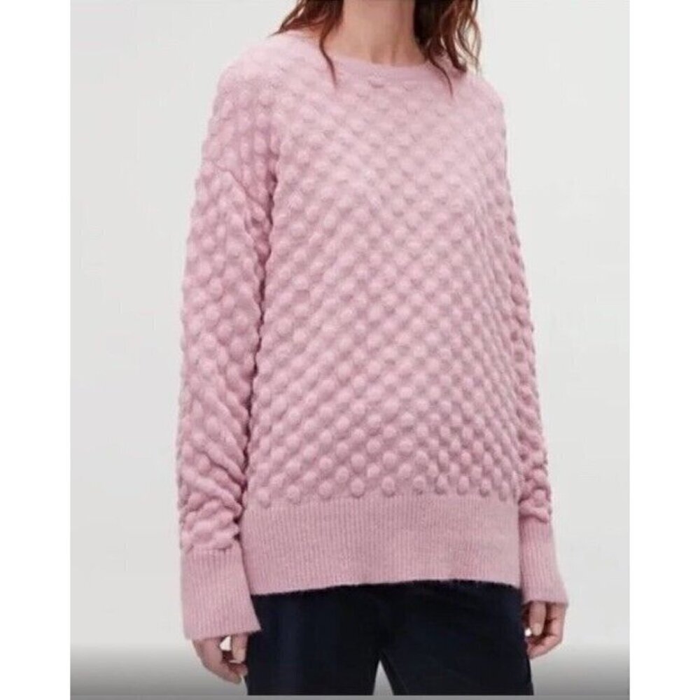 COS Woman's Sz L Pink Bobble Knit Pullover Sweater